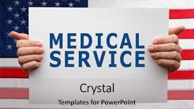  Presentation with medical service - Presentation theme featuring state life insurance - female hands holding paper background and a soft green colored foreground