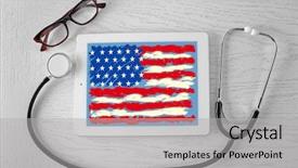  Presentation with flat lay of female sport - Slide deck enhanced with state life insurance - flat lay composition with stethoscope background and a light gray colored foreground