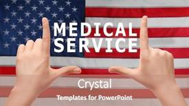  Presentation with medical service - Slide set having state life insurance - text medical service and female background and a coral colored foreground