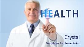  Presentation with health - Presentation theme consisting of state life insurance - word health and doctor background and a sky blue colored foreground