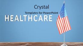  Presentation with usa flag - Slide set featuring state life insurance - word healthcare and usa flag background and a light blue colored foreground