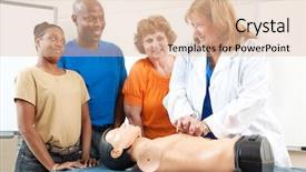  Presentation with adult teaching - Slide set consisting of class teaching first aid cpr background and a lemonade colored foreground