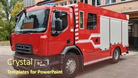  Presentation with advanced - Theme consisting of state-of-the-art-firetruck and a tawny brown colored foreground