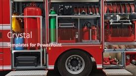  Presentation with advanced - Slide set consisting of state-of-the-art-firetruck and a tawny brown colored foreground