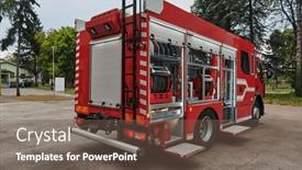  Presentation with advanced - Presentation theme featuring state-of-the-art-firetruck and a violet colored foreground