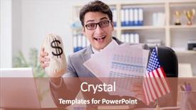  Presentation with broken wall american flag - PPT theme enhanced with state report - businessman with american flag background and a coral colored foreground