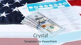  Presentation with testing - Presentation with state testing - dollar banknotes with form background and a sky blue colored foreground