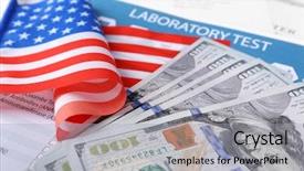  Presentation with testing - Colorful presentation theme enhanced with state testing - dollar banknotes with form backdrop and a light gray colored foreground