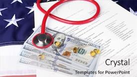  Presentation with medical pills - Slides featuring state testing - stethoscope with medical form dollar background and a white colored foreground