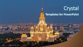  Presentation with university - Presentation theme having state university - one of stalin background and a ocean colored foreground