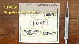  Presentation with goal setting - PPT layouts having stated understood ethical goal setting background and a tawny brown colored foreground