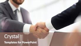  Presentation with shaking hands - Slides featuring stategy - confident businessman shaking hands background and a  colored foreground