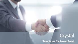  Presentation with shaking hands - Slide deck enhanced with stategy - confident businessman shaking hands background and a  colored foreground