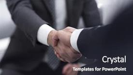  Presentation with shaking hands - Cool new slide deck with stategy - confident businessman shaking hands backdrop and a dark gray colored foreground