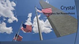  Presentation with united states old flag - Cool new presentation theme with states national flags on flagpole backdrop and a teal colored foreground