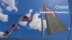  Presentation with china and united states - PPT theme enhanced with states national flags on flagpole background and a teal colored foreground