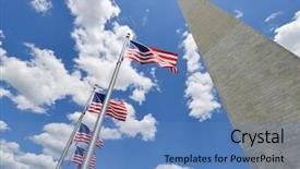  Presentation with united states - Cool new presentation theme with states national flags on flagpole backdrop and a teal colored foreground