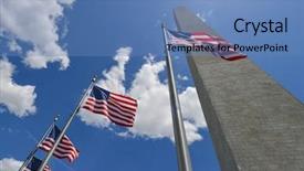  Presentation with united states - Amazing presentation theme having states national flags on flagpole backdrop and a teal colored foreground