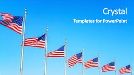  Presentation with united states and flag and eagle - Presentation theme with states waving over blue sky background and a gray colored foreground