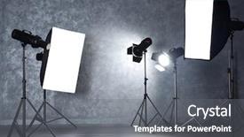  Presentation with empty space dance studio - PPT theme featuring static backgrounds - empty photo studio with lighting background and a gray colored foreground