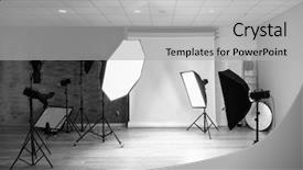  Presentation with lighting - Slides having static backgrounds - empty photo studio with lighting background and a  colored foreground