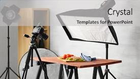  Presentation with shooting - Slides consisting of static backgrounds - interior of professional photo studio background and a light gray colored foreground
