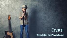  Presentation with wall falling - Beautiful PPT theme featuring static backgrounds - little boy singing with microphone backdrop and a tawny brown colored foreground