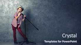  Presentation with microphone - PPT layouts with static backgrounds - little boy singing with microphone background and a tawny brown colored foreground