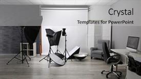  Presentation with lightning - Amazing theme having static backgrounds - photo studio with lightning equipment backdrop and a light gray colored foreground