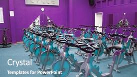  Presentation with fitness - Amazing slide deck having static bikes - fitness centre studio backdrop and a  colored foreground