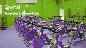  Presentation with metabolism fitness - Colorful slides enhanced with static bikes - fitness centre studio backdrop and a  colored foreground