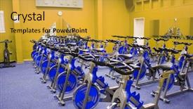  Presentation with fitness - PPT theme consisting of static bikes - fitness centre studio background and a gold colored foreground