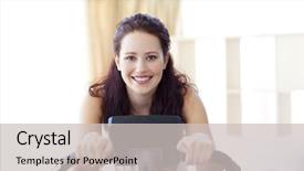  Presentation with spinning - Slides enhanced with static bikes - smiling woman doing spinning background and a light gray colored foreground