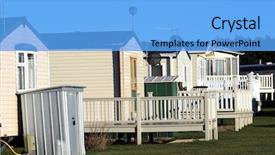  Presentation with caravan - Presentation theme having static trailers in caravan park background and a light blue colored foreground