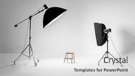  Presentation with studio - Colorful slide set enhanced with statics - studio photo with soffits chair backdrop and a light gray colored foreground