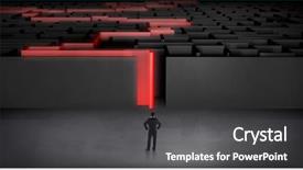  Presentation with ready - Beautiful presentation design featuring stating problem - businessman getting ready to enter backdrop and a dark gray colored foreground