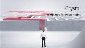  Presentation with ready - Colorful theme enhanced with stating problem - businessman getting ready to enter backdrop and a  colored foreground