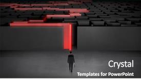  Presentation with ready - Beautiful theme featuring stating problem - businessman getting ready to enter backdrop and a dark gray colored foreground