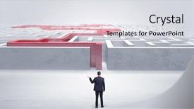  Presentation with ready - Cool new presentation theme with stating problem - businessman getting ready to enter backdrop and a light gray colored foreground