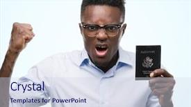  Presentation with african america - Amazing slide deck having stating problem - young african american man holding backdrop and a  colored foreground
