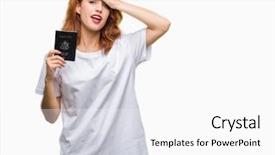  Presentation with united states treasury and tax - Audience pleasing slide deck consisting of stating problem - young beautiful woman holding passport backdrop and a white colored foreground