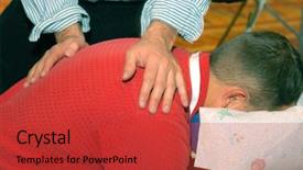  Presentation with tradeshow - Presentation design enhanced with station at a industry tradeshow background and a  colored foreground