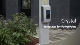  Presentation with power supply - Presentation design consisting of station for electric car charging background and a dark gray colored foreground