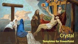  Presentation with jesus body - PPT theme featuring station of the cross jesus background and a tawny brown colored foreground