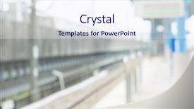  Presentation with business gas station - Beautiful theme featuring station of train or mrt backdrop and a sky blue colored foreground