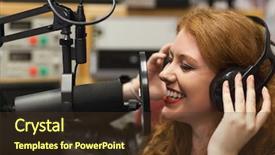  Presentation with singer - Slide deck featuring station radio - cheerful beautiful singer recording background and a tawny brown colored foreground