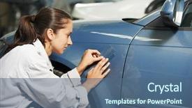  Presentation with car service - Presentation design consisting of station with color example cards background and a ocean colored foreground