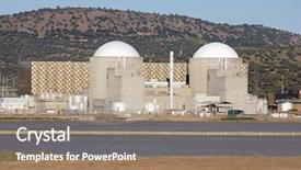  Presentation with reactor - Slide set having station with two atomic reactor background and a coral colored foreground