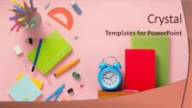  Presentation with accessories - Amazing PPT theme having stationary - school accessories and supplies backdrop and a lemonade colored foreground