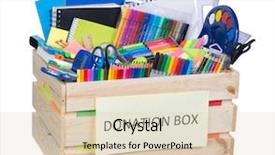  Presentation with stationary - PPT theme enhanced with stationary supplies donations box isolated background and a lemonade colored foreground